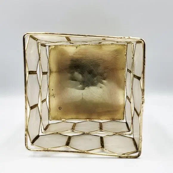 Capiz "Windowpane Oyster" Shell Home Decor Accessory Organizer or Candle Holder - Picture 2 of 4